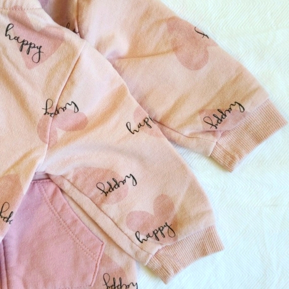 petit lem pink hearts zipper jumpsuit with hoodie 6 months baby girl - Picture 4 of 6